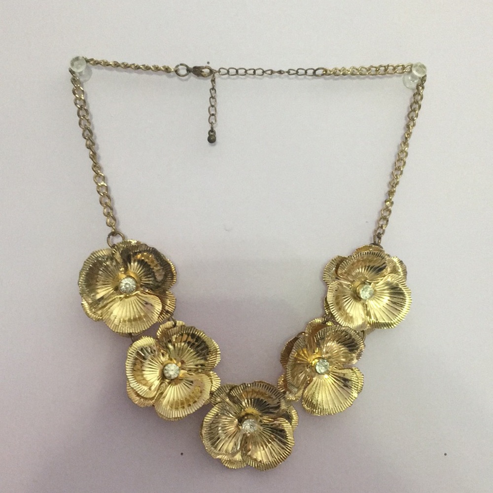 gold floral statement necklace